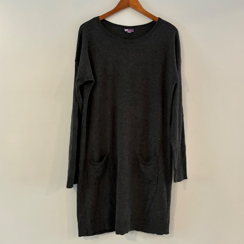 Zinni by Garnet Hill Sweater Dress XL Wool Tencel Button Back Quiet Luxury
